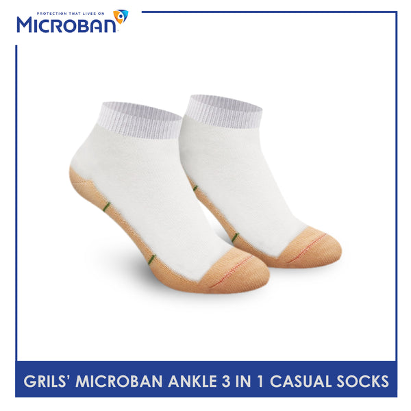 Microban VGCKG12 Girl Children's Cotton Ankle Casual Socks 3 pairs in a pack (4802810445929)