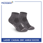 Microban Ladies’ Cotton Lite Thin Casual Ankle Socks 3 pairs in a pack VLCKG18