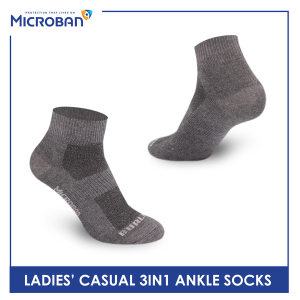 Microban Ladies' Cotton Lite Casual Ankle Socks 3 pairs in a pack VLCKG18