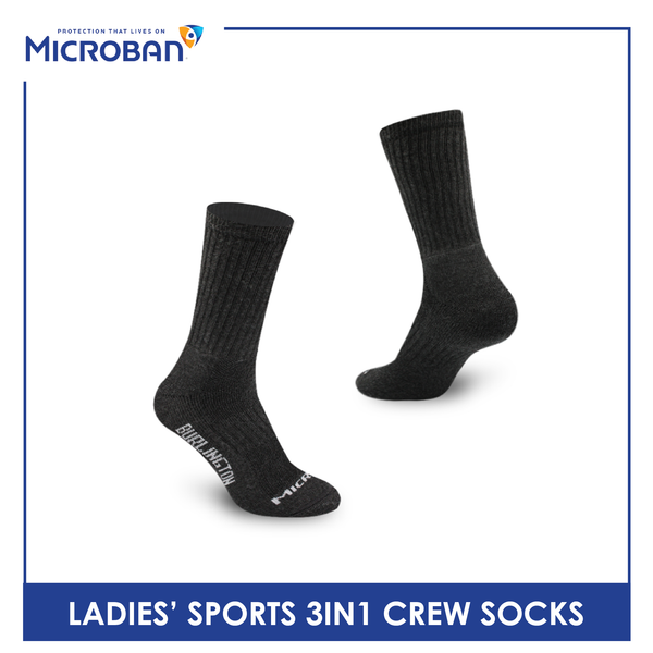 Microban Ladies' Cotton Thick Sports Crew Socks 3 pairs in a pack VLSKG13