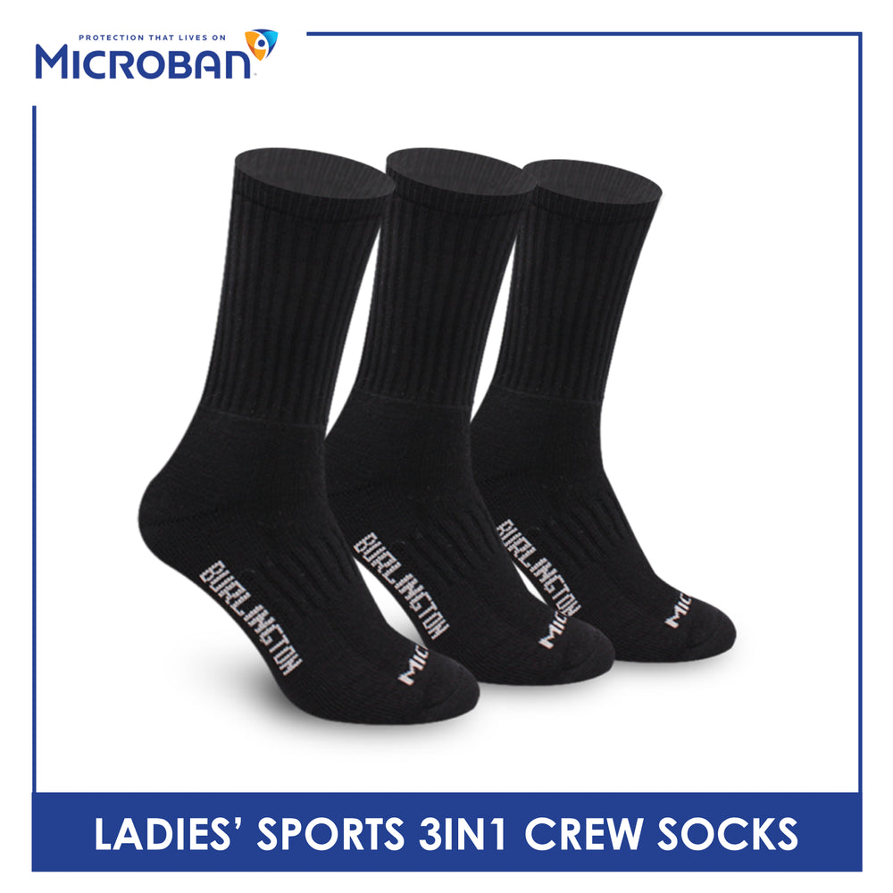 Microban Ladies' Cotton Thick Sports Crew Socks 3 pairs in a pack VLSKG13