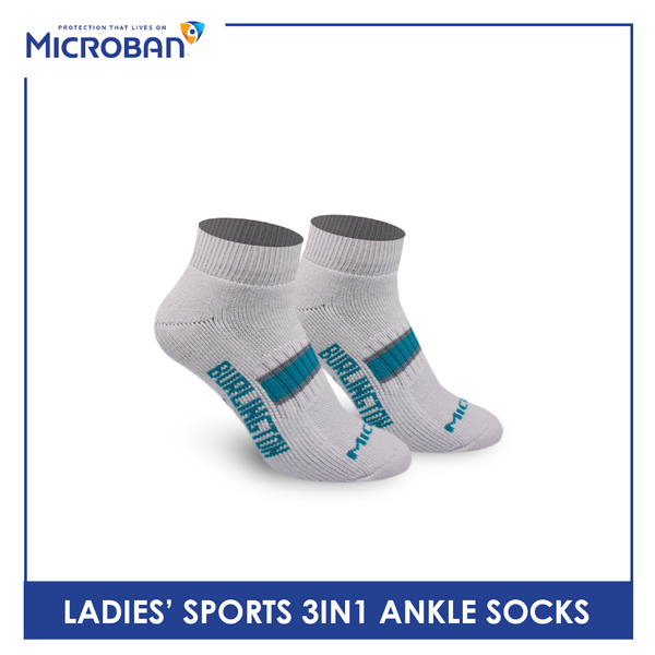 Microban Ladies' Cotton Thick Sports Ankle Socks 3 pairs in a pack VLSKG7