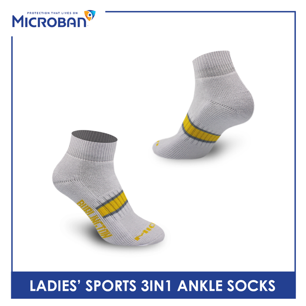 Microban Ladies' Cotton Thick Sports Ankle Socks 3 pairs in a pack VLSKG7
