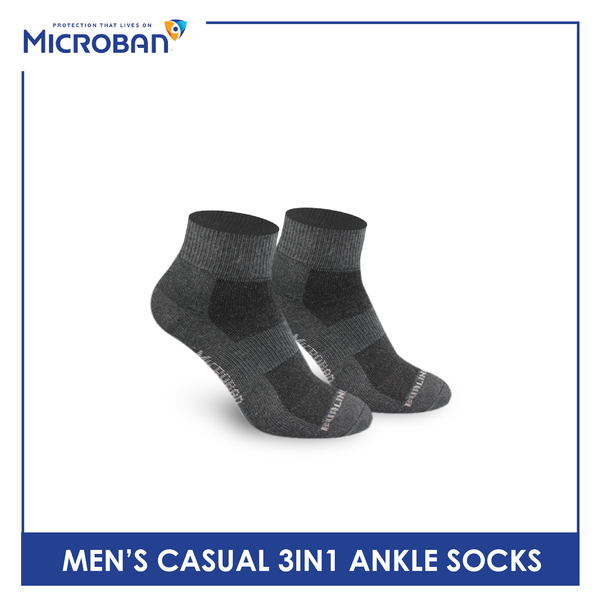Microban Men's Cotton Lite Casual Ankle Sock 3 pairs in a pack VMCKG11