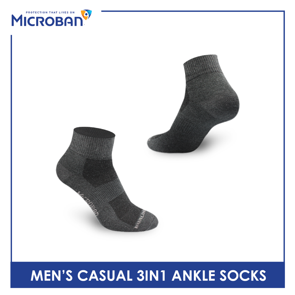 Microban Men’s Cotton Lite Thin Casual Ankle Sock 3 pairs in a pack VMCKG11