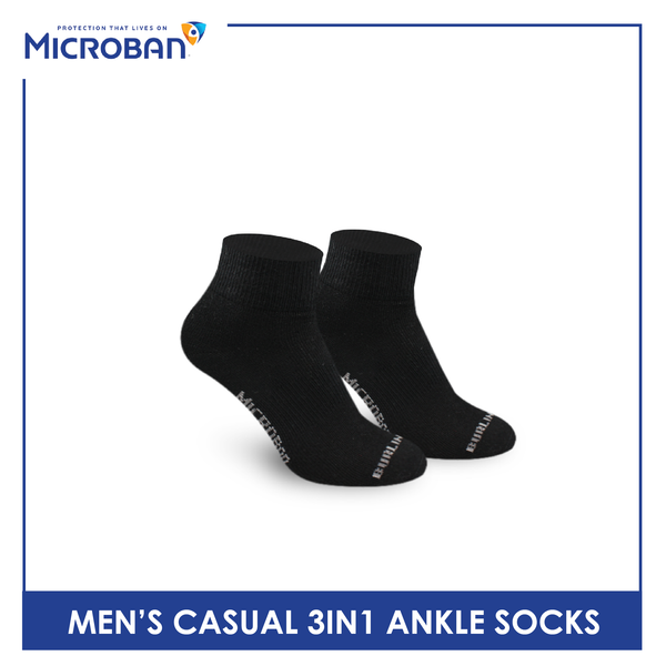 Microban Men's Cotton Lite Casual Ankle Sock 3 pairs in a pack VMCKG11