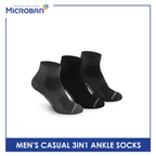Microban Men’s Cotton Lite Thin Casual Ankle Sock 3 pairs in a pack VMCKG11