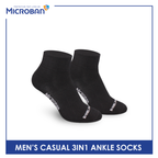 Microban Men’s Cotton Lite Thin Casual Ankle Sock 3 pairs in a pack VMCKG11