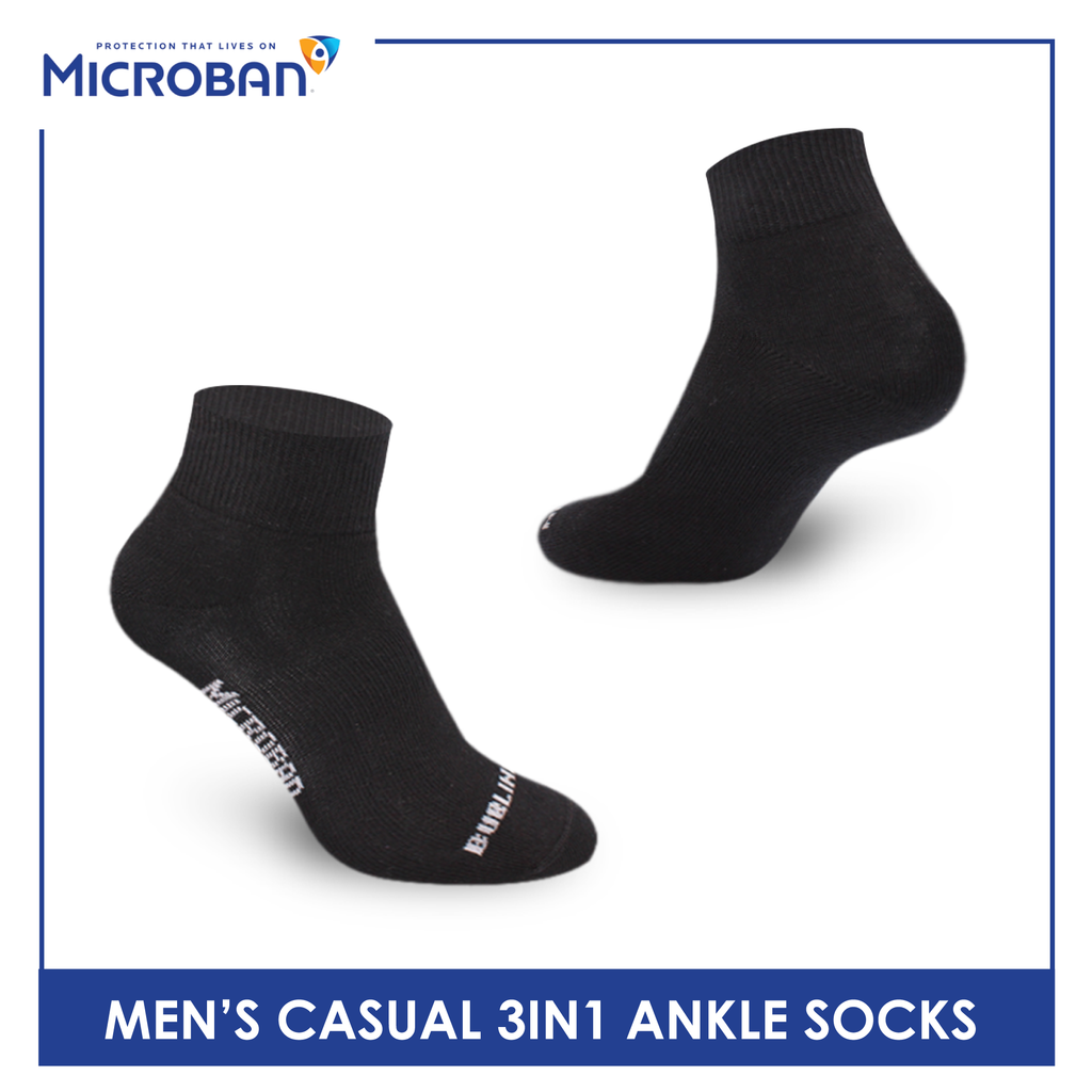 Microban Men’s Cotton Lite Thin Casual Ankle Sock 3 pairs in a pack VMCKG11
