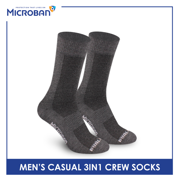 Microban Men's Cotton Lite Casual Crew Socks 3 pairs in a pack VMCKG12