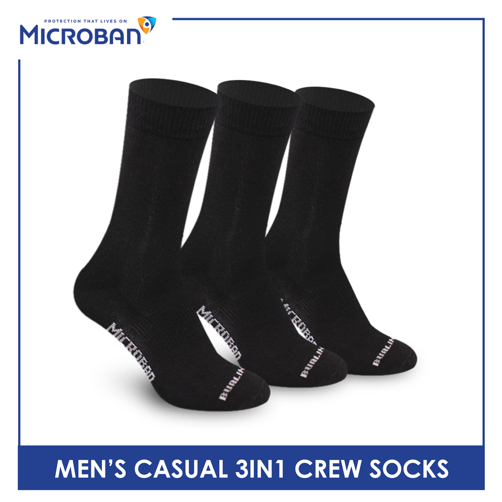 Microban Men’s Cotton Lite Thin Casual Crew Socks 3 pairs in a pack VMCKG12