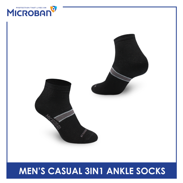 Microban Men's Cotton Lite Casual Ankle Sock 3 pairs in a pack VMCKG9