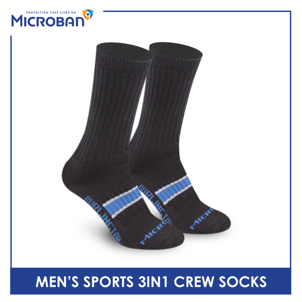 Microban Men's Cotton Thick Sports Crew Socks 3 pairs in a pack VMSKG17