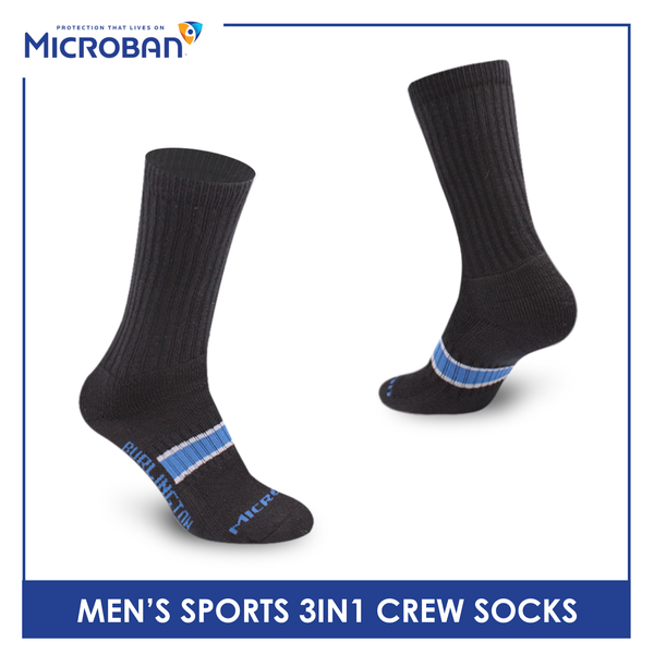 Microban Men's Cotton Thick Sports Crew Socks 3 pairs in a pack VMSKG17