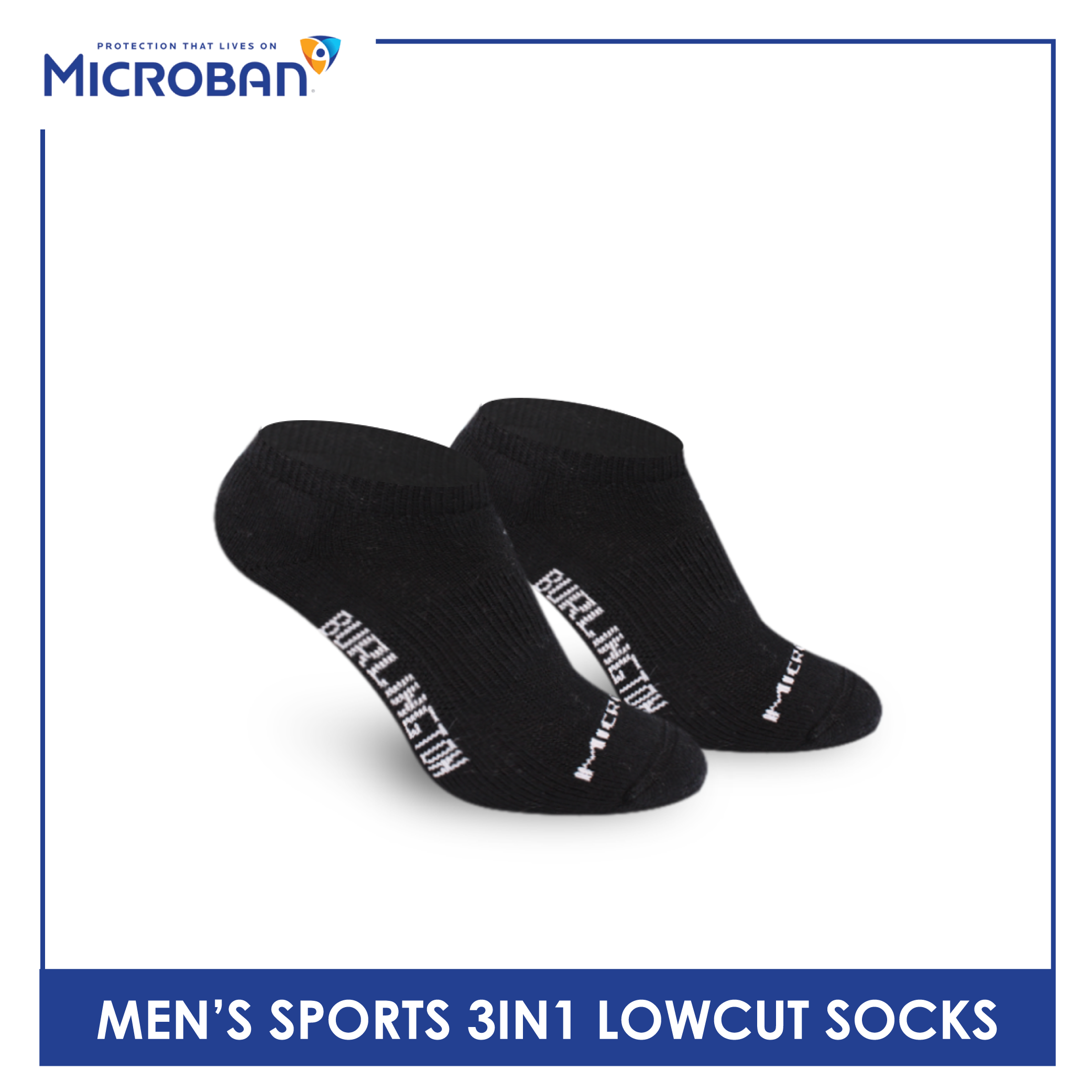 Microban Men's Cotton Thick Sports Low Cut Socks 3 pairs in a pack VMSKG18