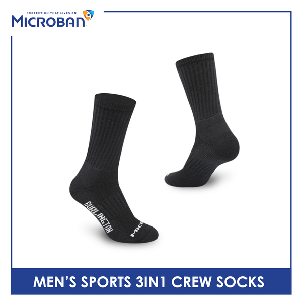 Microban Men's Cotton Thick Sports Crew Socks 3 pairs in a pack VMSKG20
