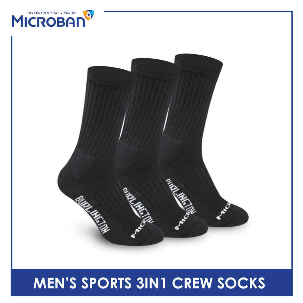 Microban Men's Cotton Thick Sports Crew Socks 3 pairs in a pack VMSKG20