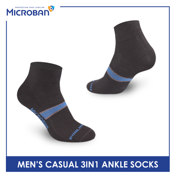 Microban Men's Cotton Lite Casual Ankle Sock 3 in1 VMCKG8