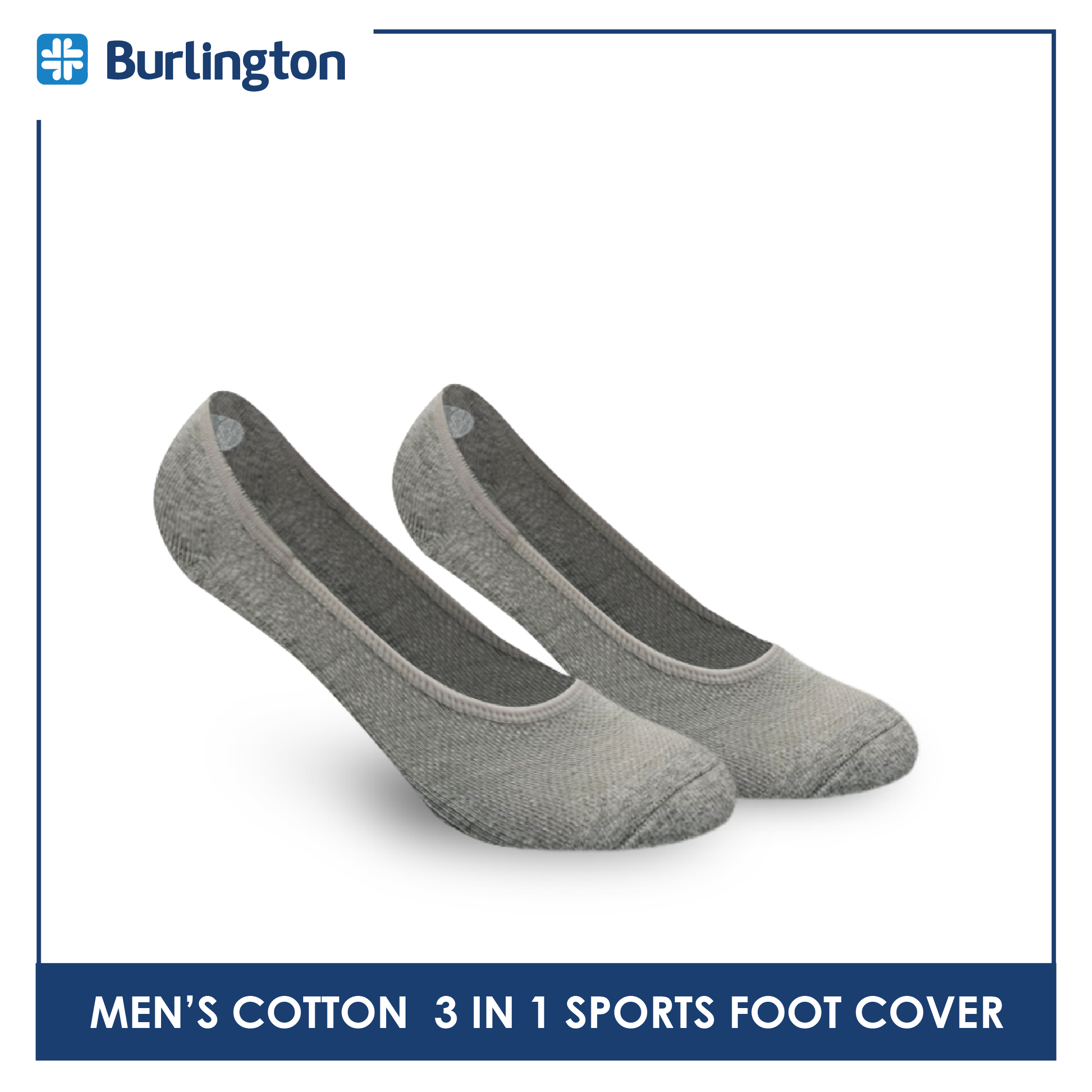 Burlington BMFCSG2 Men's Thick Cotton No Show Sports Socks with anti slip gel 3 pairs in a pack (4368111042665)