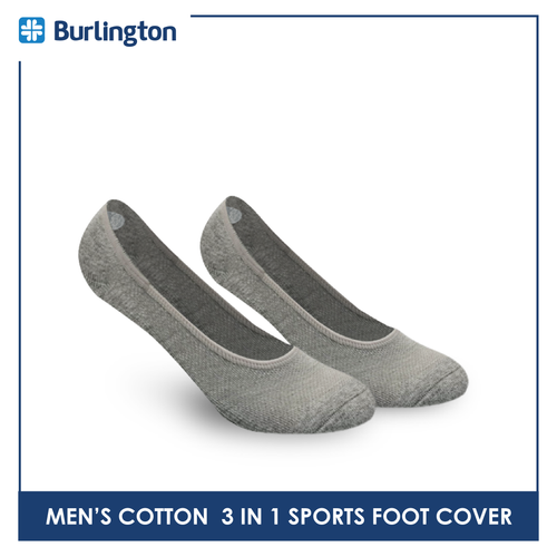 Burlington BMFCSG2 Men's Thick Cotton No Show Sports Socks with anti slip gel 3 pairs in a pack (4368111042665)