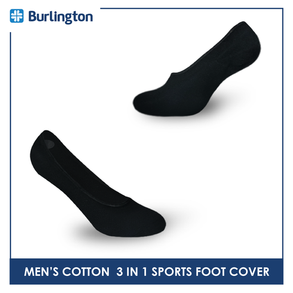 Burlington BMFCSG2 Men's Thick Cotton No Show Sports Socks with anti slip gel 3 pairs in a pack (4368111042665)