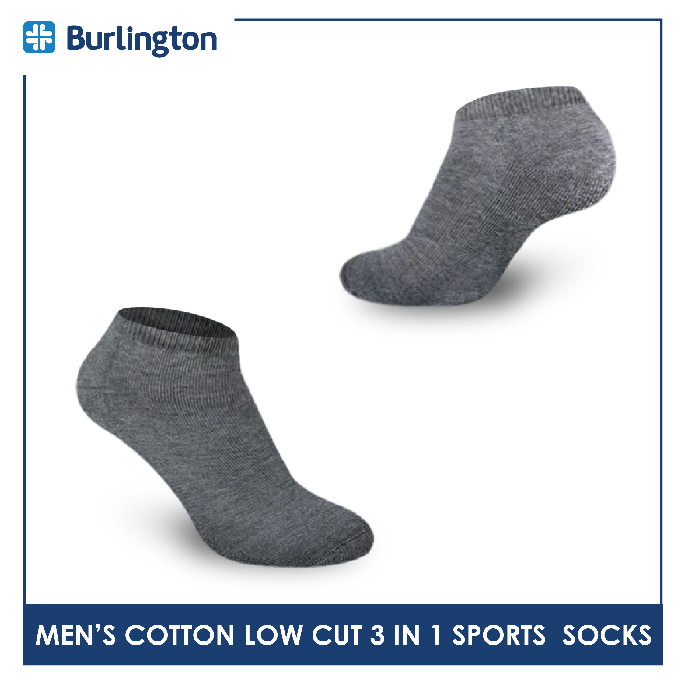 Burlington BML-219 Men's Thick Low Cut Sports Socks 3 pairs in a pack (4357825036393)