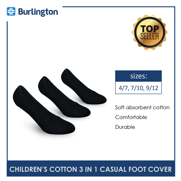 Burlington CSNG90G Children's Cotton No Show Casual Socks 3 pairs in a pack (4796260024425)