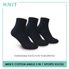 Knit KMSG2 Men's Cotton Ankle Sports Socks 3 pairs in a pack