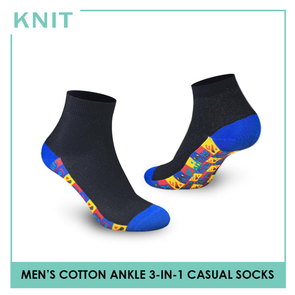 Knit KMCG6 Men's Cotton Ankle Casual Socks 3-in-1 Pack (4759880958057)