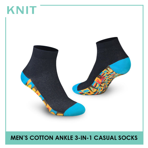 Knit KMCG6 Men's Cotton Ankle Casual Socks 3-in-1 Pack (4759880958057)