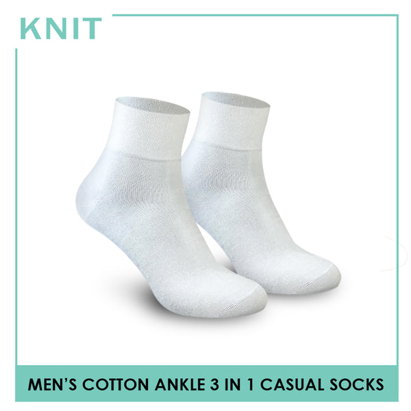Knit KMCG9 Men's Cotton Ankle Casual Socks 3-in-1 Pack (4759935516777)