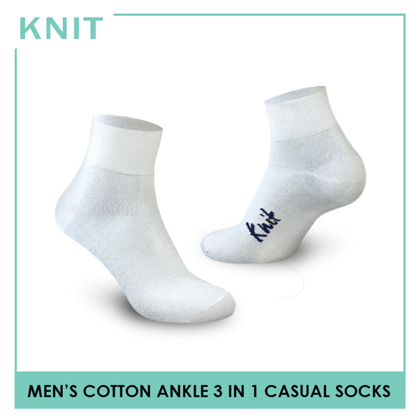 Knit KMCG9 Men's Cotton Ankle Casual Socks 3-in-1 Pack (4759935516777)