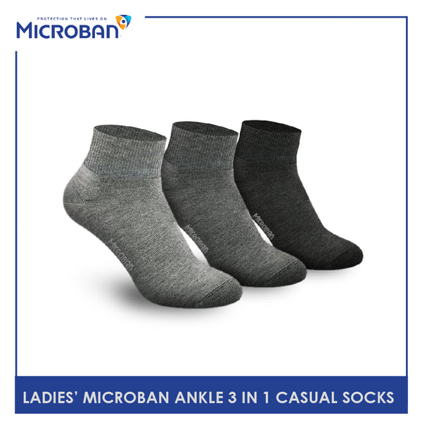 Microban VLCKG13 Ladies Cotton Ankle Casual Socks 3 pairs in a pack (4817955192937)