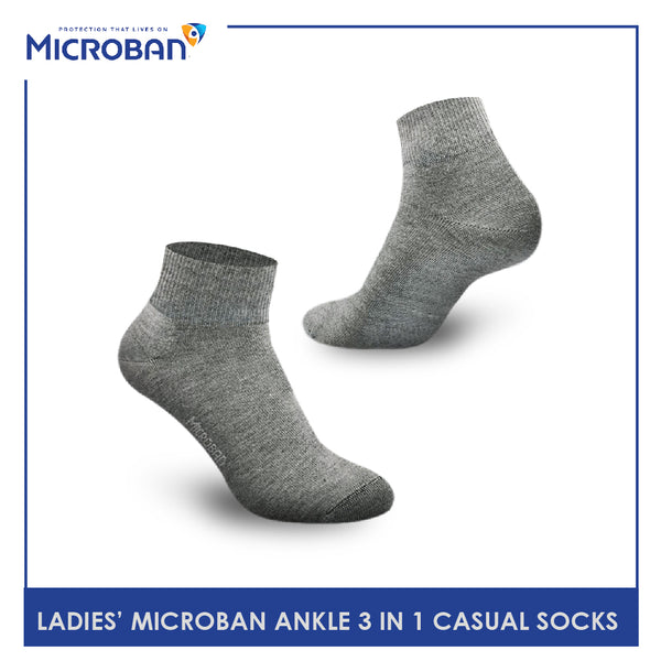 Microban VLCKG13 Ladies Cotton Ankle Casual Socks 3 pairs in a pack (4817955192937)