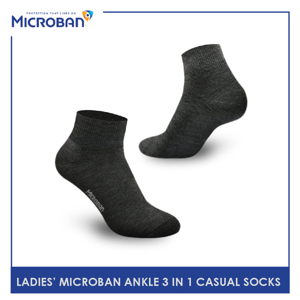 Microban VLCKG13 Ladies Cotton Ankle Casual Socks 3 pairs in a pack (4817955192937)